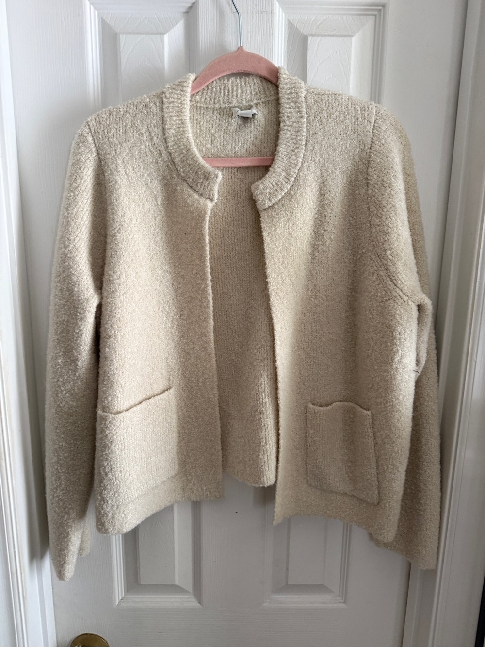 J. Crew Cream Bouclé Teddy Jacket with Patch Pockets